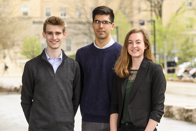 Photo of the three recipients standing outside the Wisconsin Institutes for Discovery