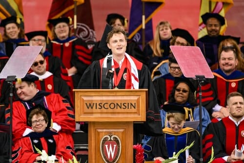 Photo of Steinhoff speaking at the podium.