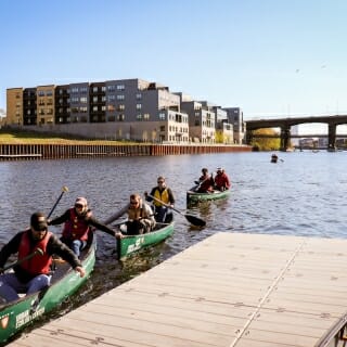 Photo: People in canoes on the water