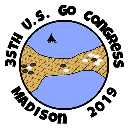 Conference logo featuring an illustration of the Madison isthmus as a Go board