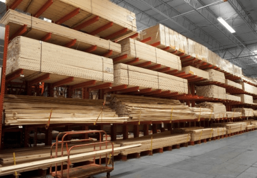 Photo of pallets of lumber.