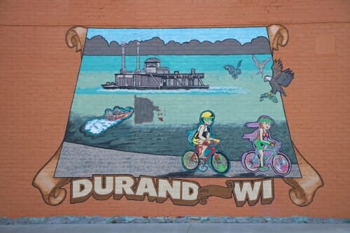 Photo: A mural showing the river in Durand.