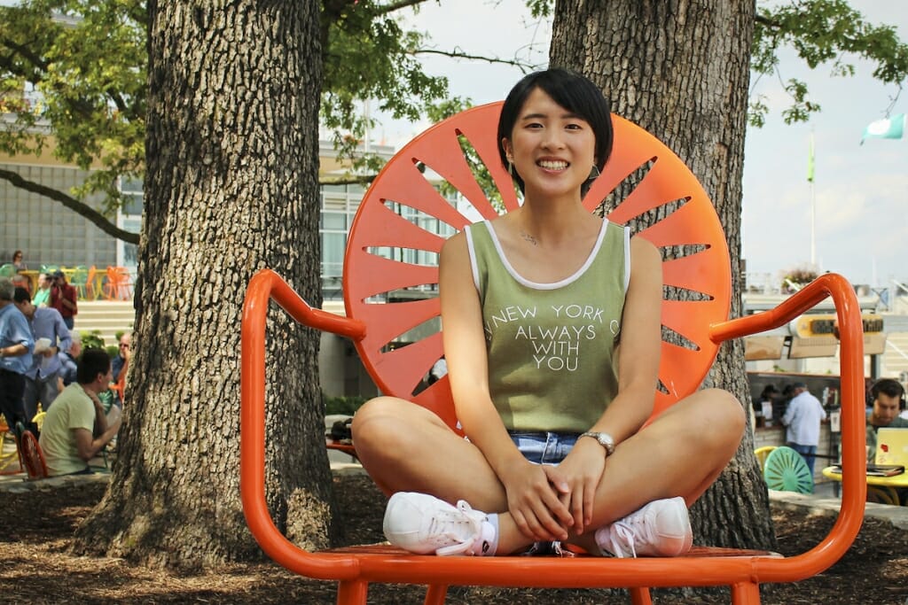 Photo: Rung sitting in oversized terrace chair