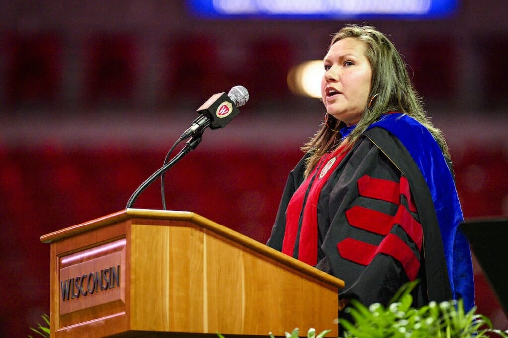 Photo: Keeler speaking at podium