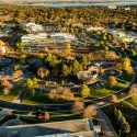 Photo: An aerial view of the research park's buildings on a sunny summer day.