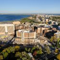 The medical area of the western side of campus is pictured in this aerial.