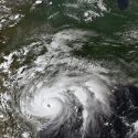 A hurricane pictured from above