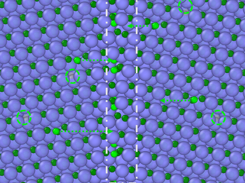 Illustration of carbon atoms moving toward crystalline ceramic