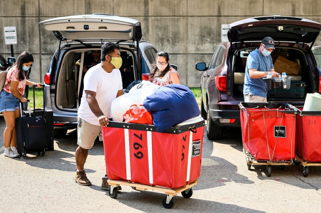 It was like a regular move-in day, but with masks and distancing.