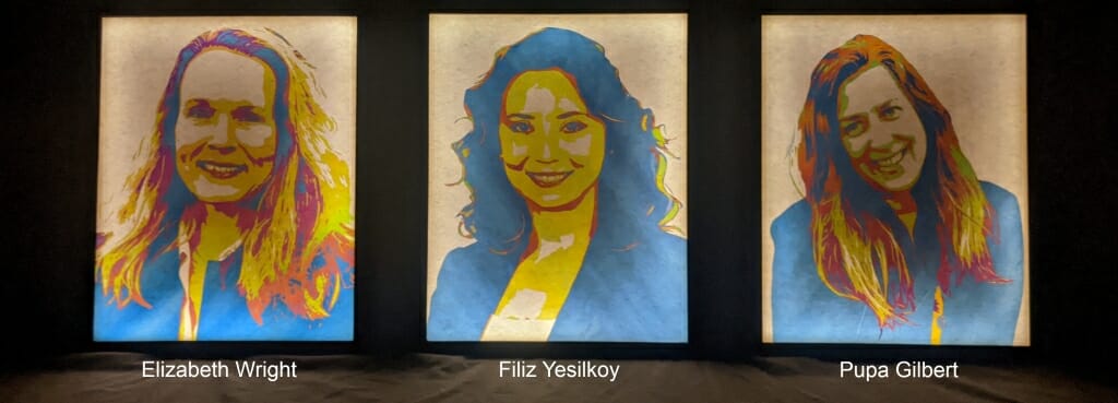 Portraits of Elizabeth Wright, Filiz Yesilkoy and Pupa Gilbert