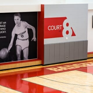 Picture of basketball player on wall