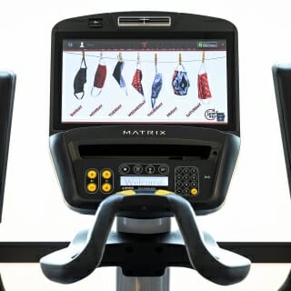 Graphic of masks on cardio equipment screen