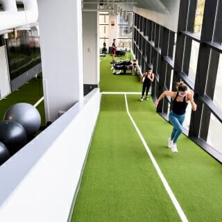 People running up an incline