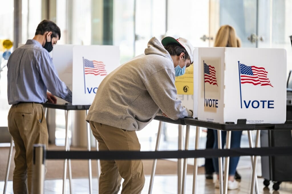 Polling places on campus remained busy throughout the day, but lines remained relatively short.