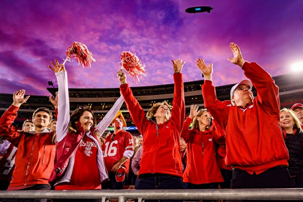 Fans cheering in stands