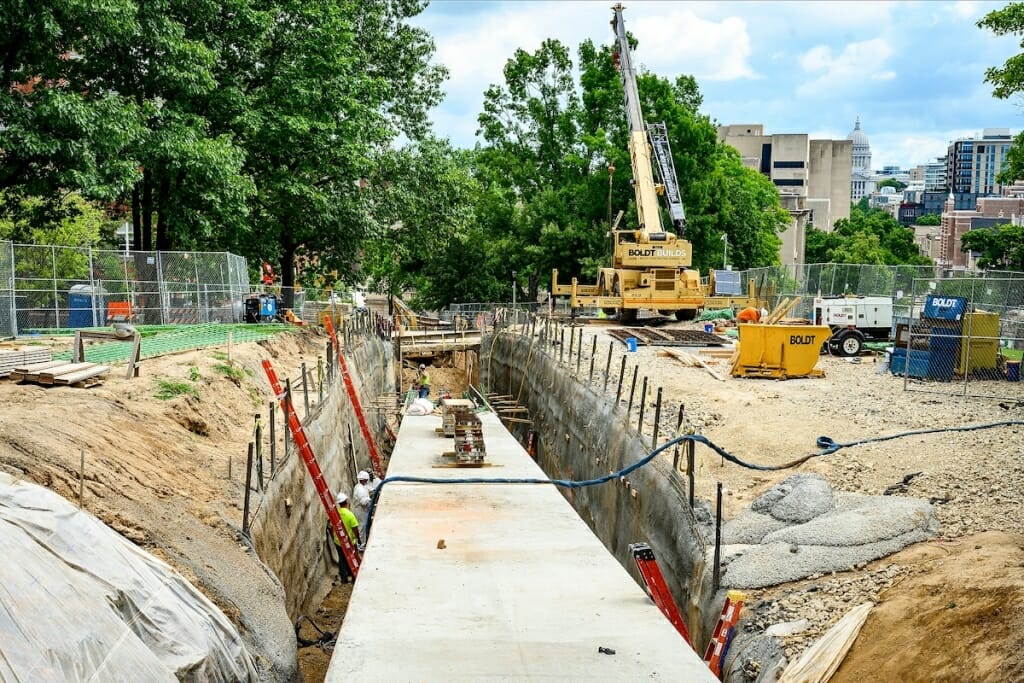 Trench with concrete enclosure in it