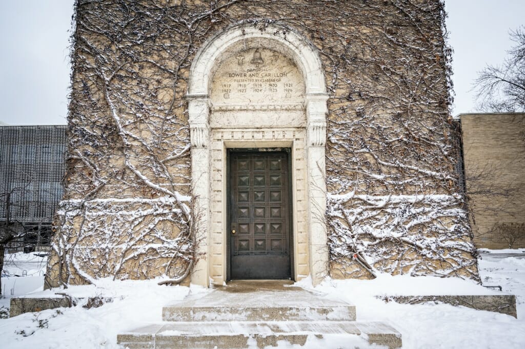 Closeup of door to Carillon tower