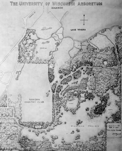 A map of the early Arboretum by G. William Longenecker, March 6,1935.