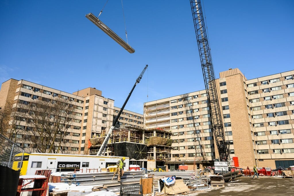 Sellery Residence Hall is in the midst of a three-year renovation to improve resident space and upgrade facilities. It includes a new connecting link between the two towers, similar to the one at Witte Residence Hall.