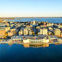 Aerial view of Madison isthmus