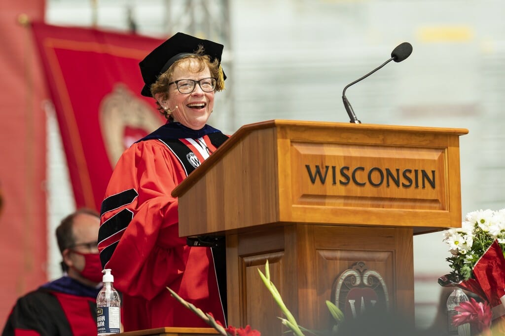 Photo of Chancellor Blank at the podium.