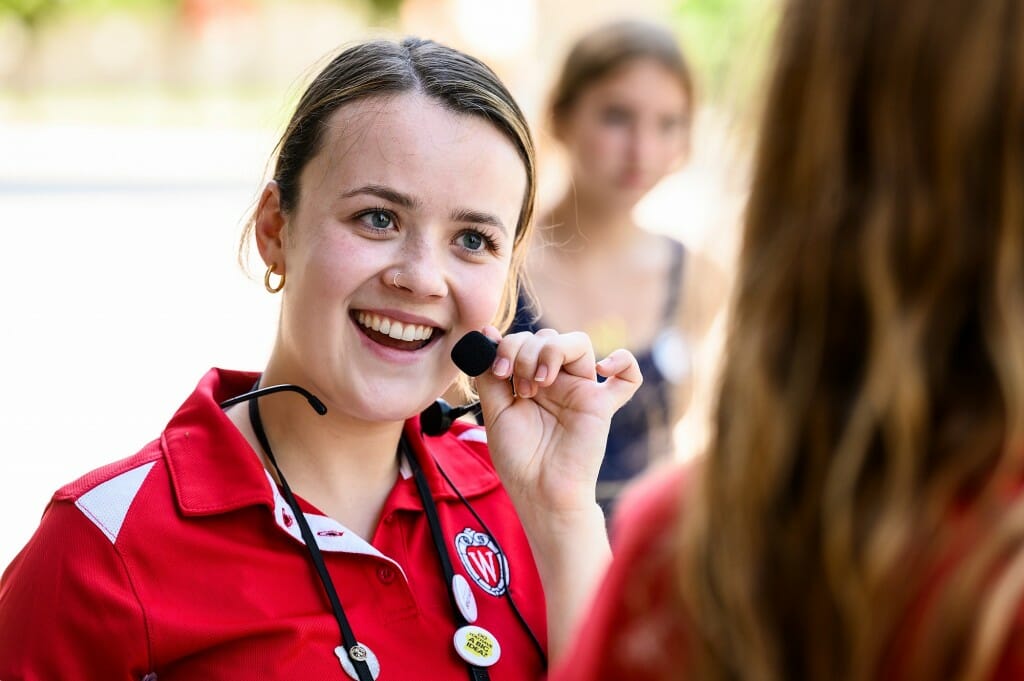 Closeup of tour guide smiling