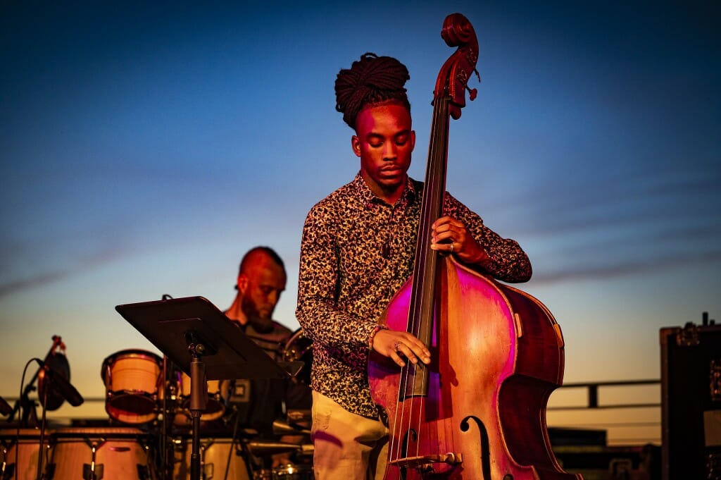 Marquis Hill and his band enjoyed perfect weather for their performance.