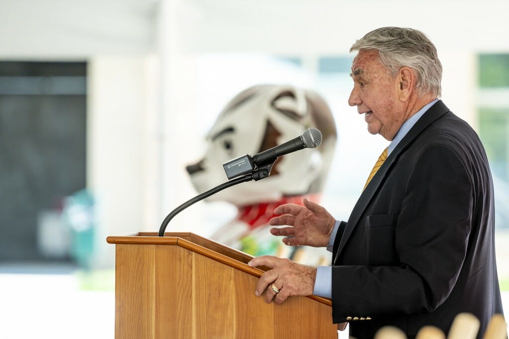 Interim UW System president and former Wisconsin governor Tommy Thompson spoke.