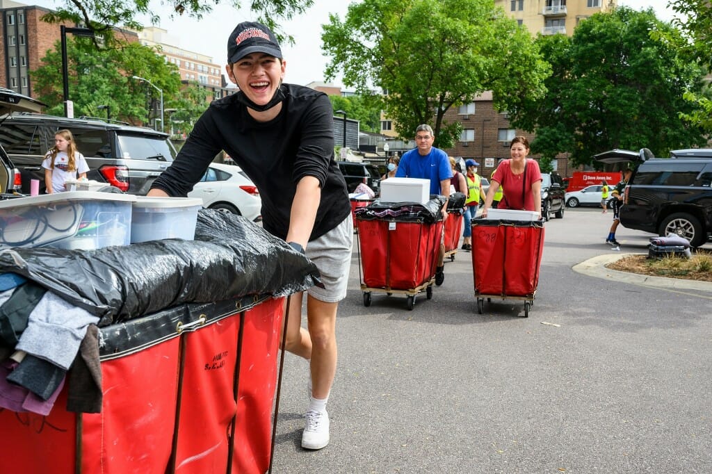 As this student found out, move-in is a good time to put your parents to work.