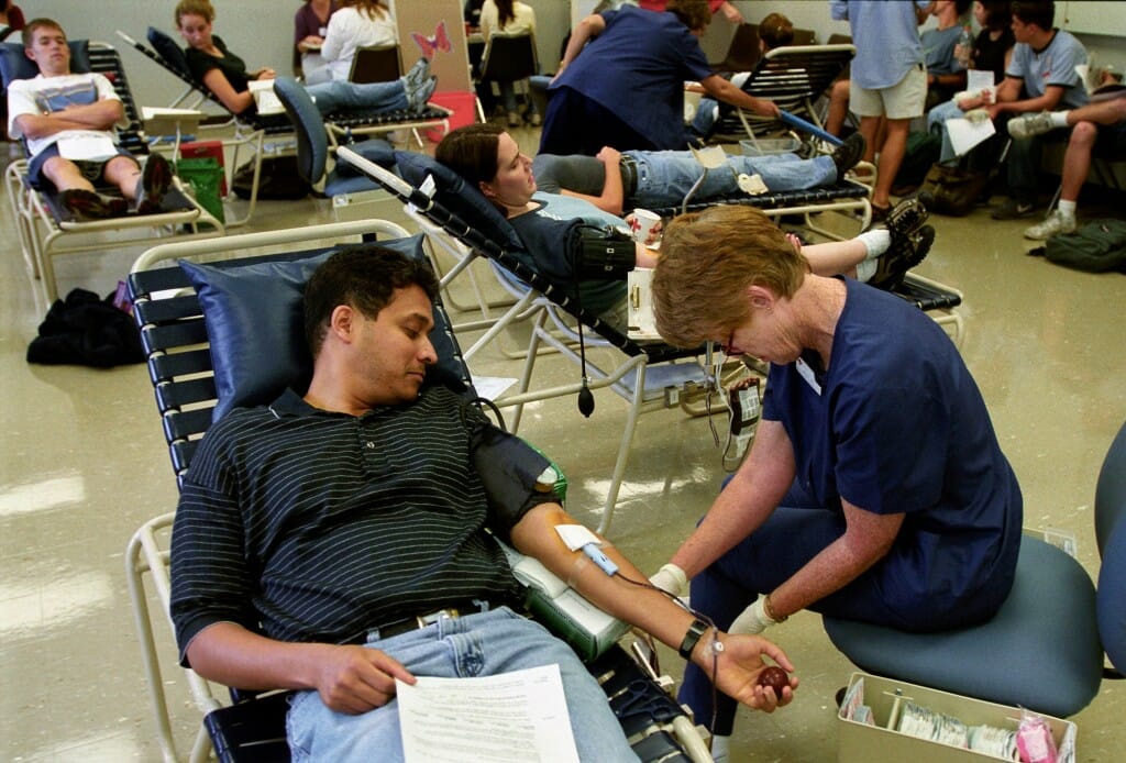 Person giving blood