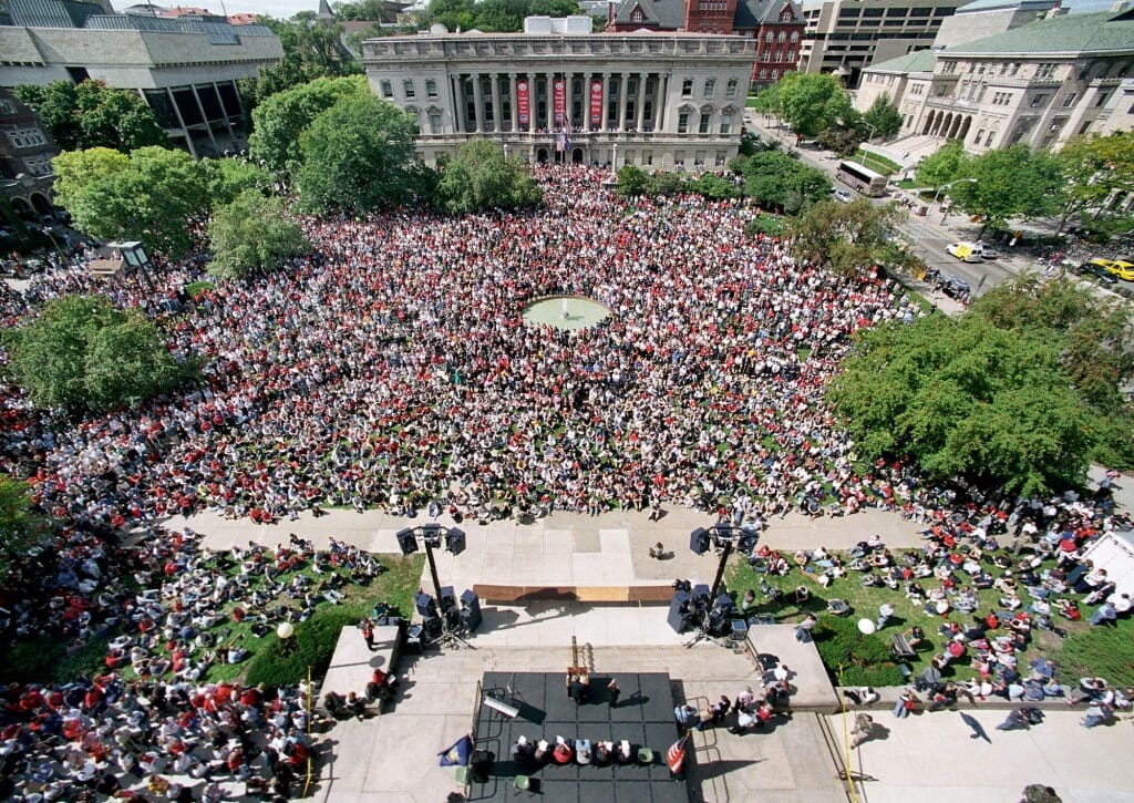 Aerial view of crowd