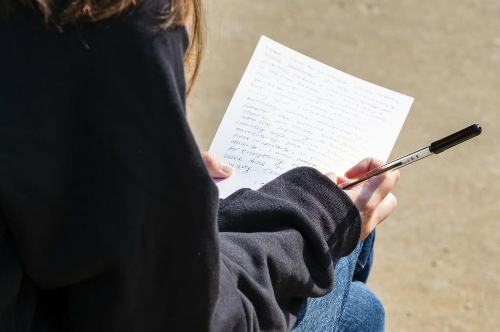 Participants were asked to write what September 11, 2001 meant to them or express gratitude towards those lost in their own way. 