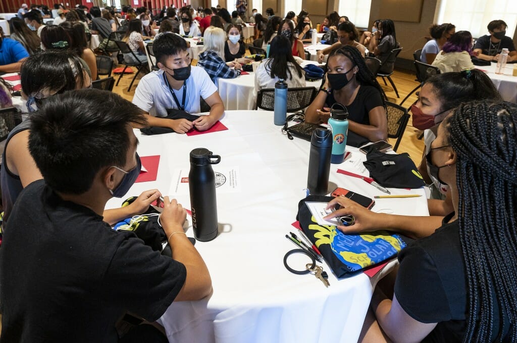 Incoming students get to know each other during the event.