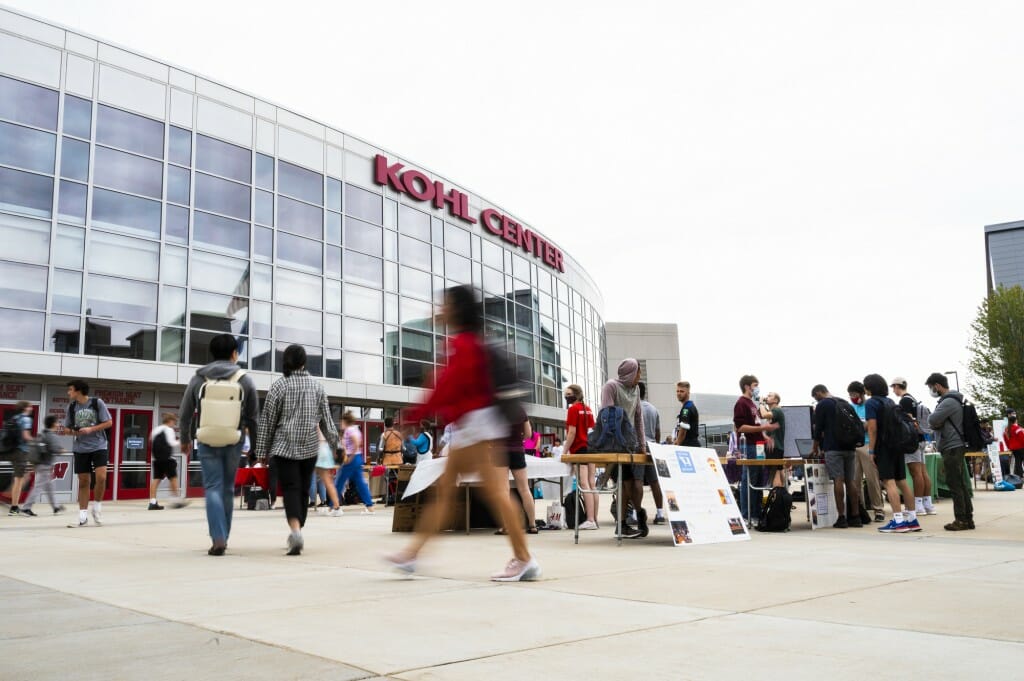 Students flock to the Student Organization Fair at the Kohl Center.