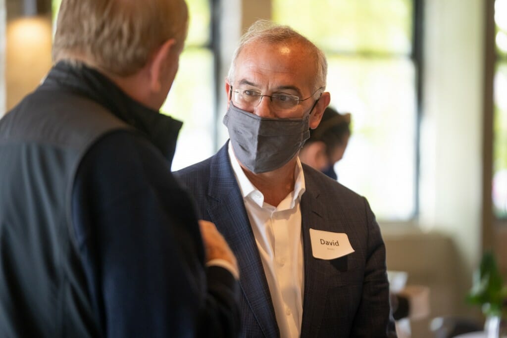 Brooks had a chance to chat with community members and journalists.