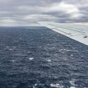 View of water and plane wing