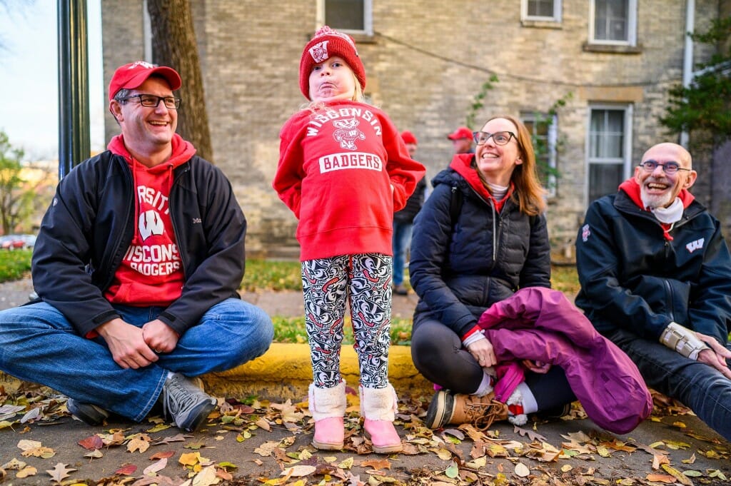 Lily Keller, second from left, is bursting with excitement to meet Bucky.