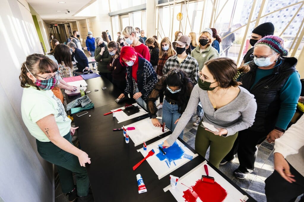 The workshop was held to promote the exhibition, Politics at Home: Textiles as American History, on display at the Ruth Davis Design Gallery from Sept. 14 - Nov. 14, 2021.