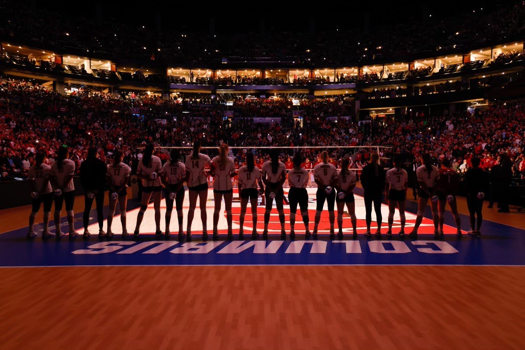 The team is introduced before the match.