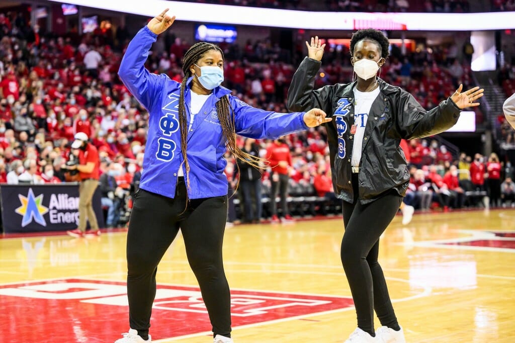 Zeta Phi Beta sorority members take center court.