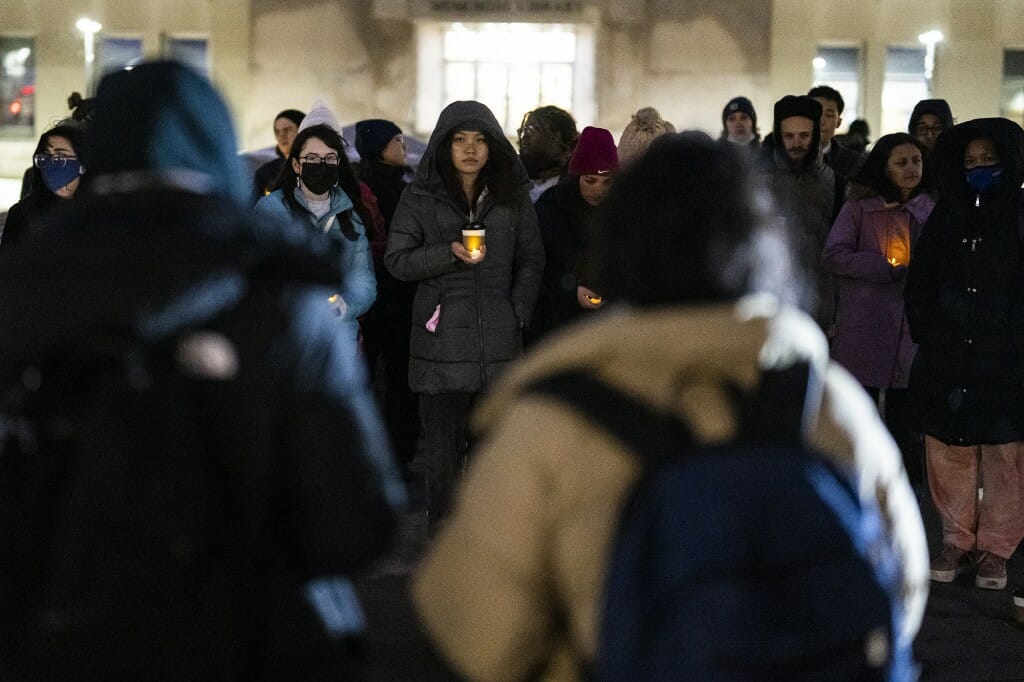 Vigil attendees stood in solidarity with those affected by the Ukraine crisis.