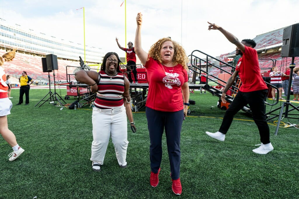 Chancellor Mnookin strikes a pose during the opening chords of 