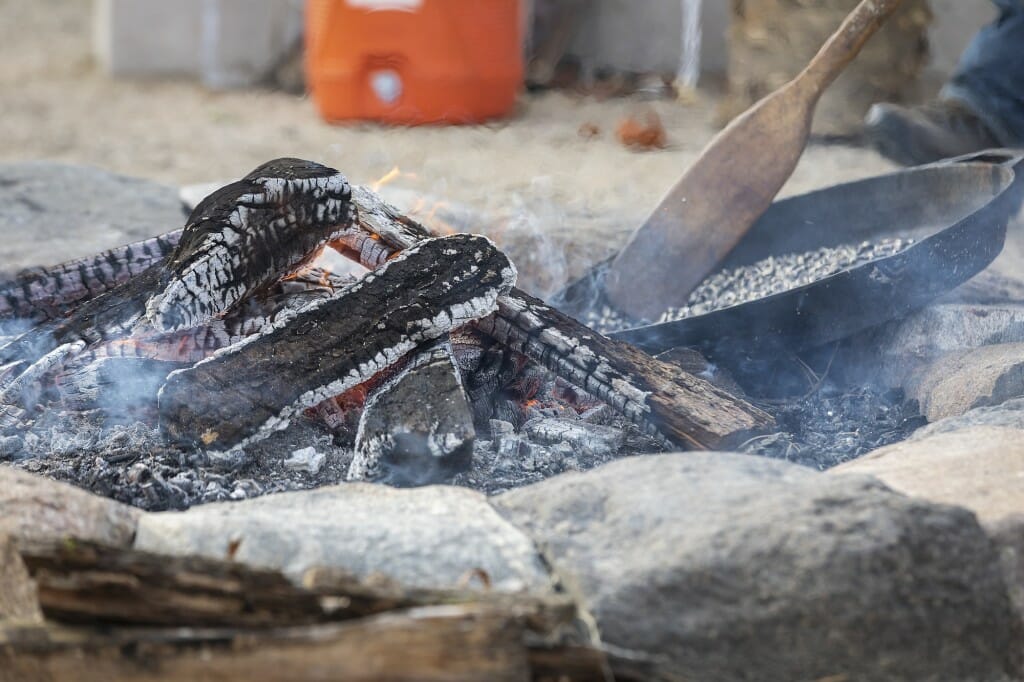 The embers are white-hot and ready to cook with.