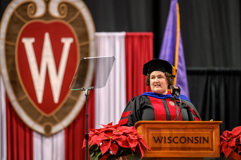 Student Commencement Speaker Kirstan Gimse told the graduates: “Our time here has taught us just how important it is to persevere despite these fears, to try new things and maybe fail as this is essential for learning and growth. Let your hard-earned success here give you strength and confidence in your ability to continue reaching toward your dreams – whatever they may be. There may be voices out there that try to hold you back; just make sure that one of those voices isn’t your own.”