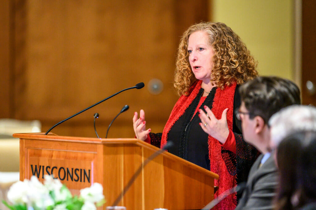 Chancellor Jennifer Mnookin addreses the UW System Board of Regents.