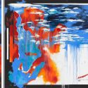 A painting depicts red, orange and blue motifs of wildfires and melting glaciers that overlap with maps that appear to drip over a graph of global atmospheric carbon dioxide levels. It’s not just art and science side-by-side or pretty colors added to a graph; the two are combined to tell a larger story that makes people stop and think about climate change.