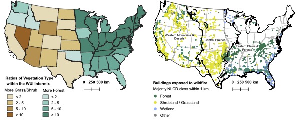 Two maps of the United States with markings on them.