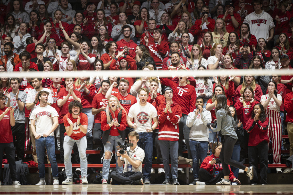 Fans in the student section cheer during the Jackson State game.