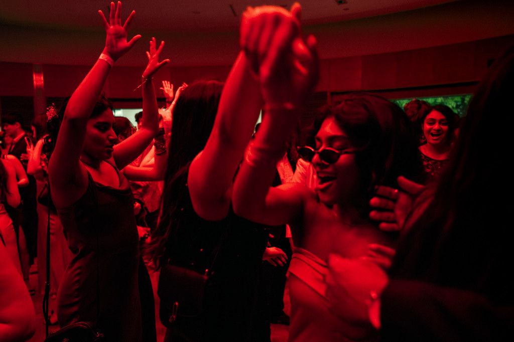 People dance on a dance floor.